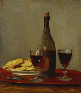 Stilleben med to rødvinsglass